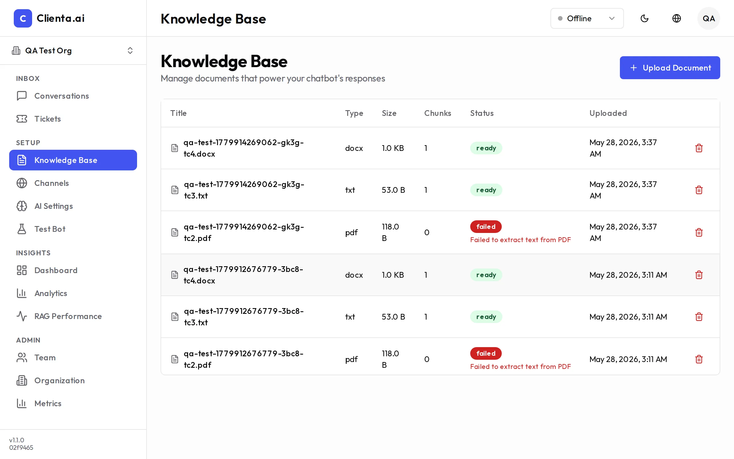 Knowledge Base — Document List