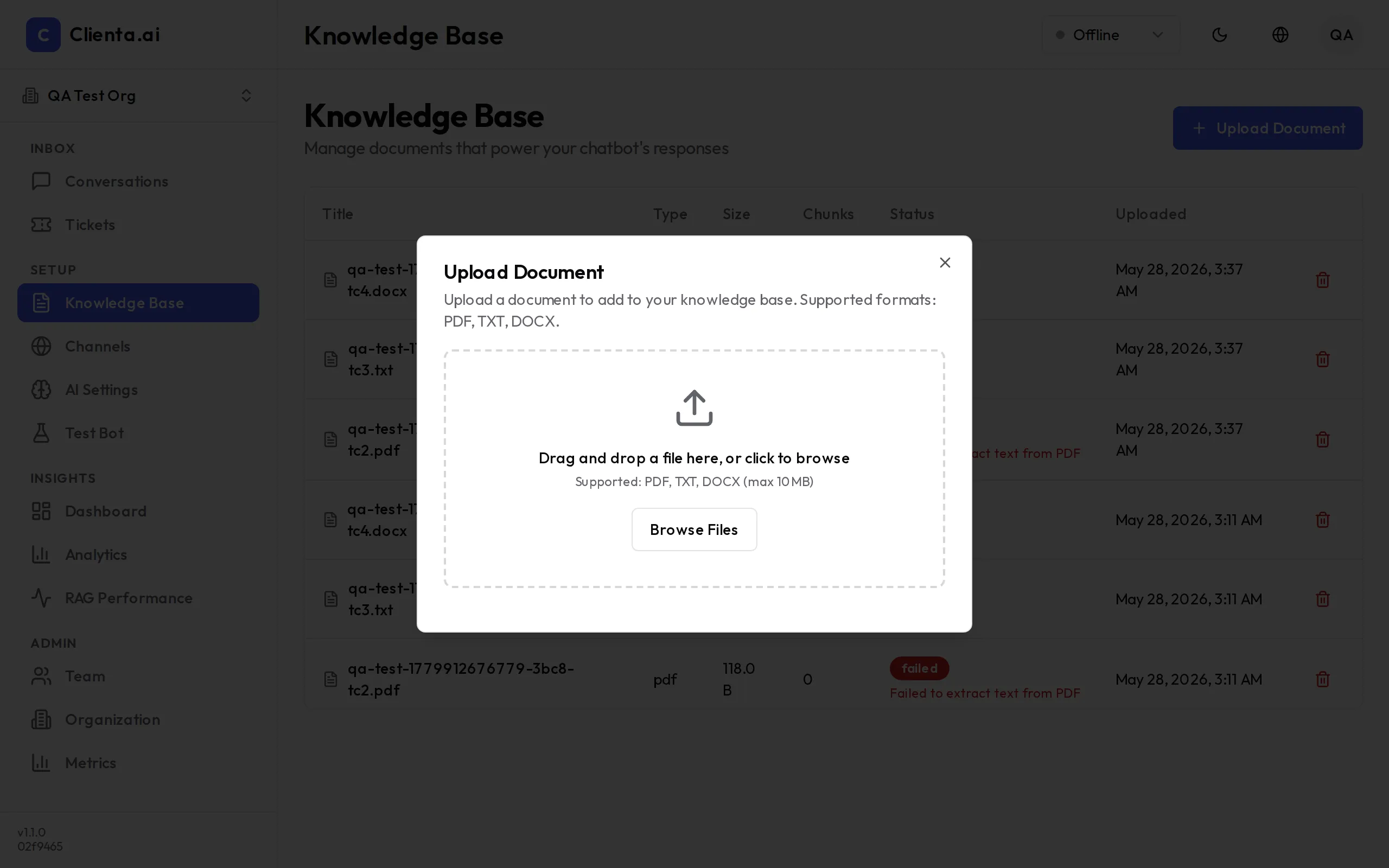 Upload Document Dialog