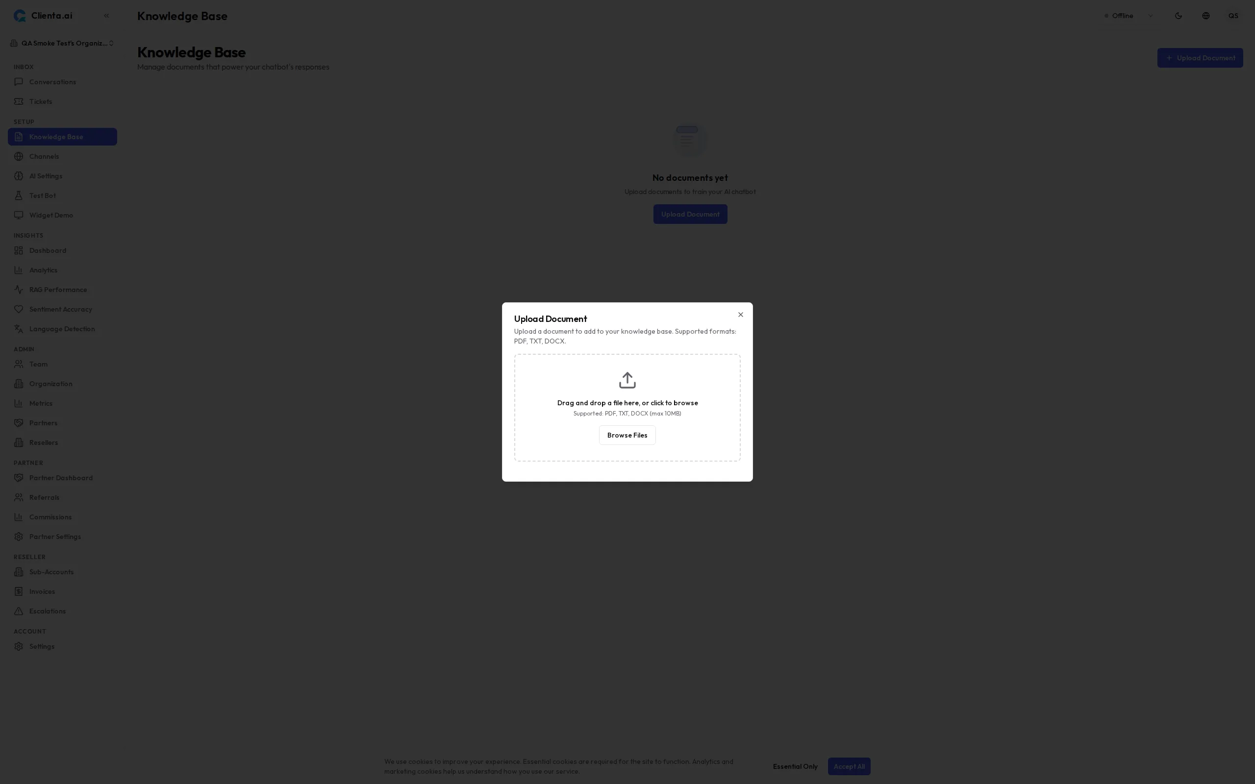 Upload Document Dialog